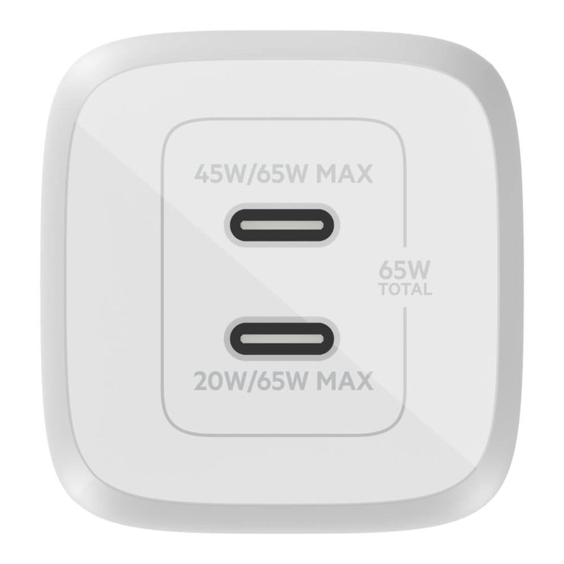 Doppio caricabatteria da parete GaN USB-C con PPS da 65 W