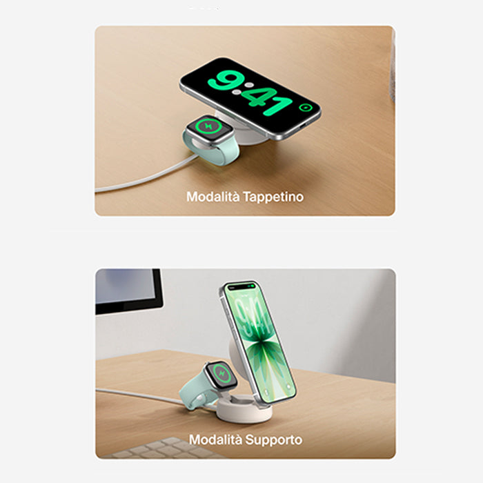 Caricabatteria magnetico 2in1 UltraCharge Pro con Qi2 25W - Sabbia